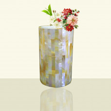 Beautiful White Marble Inlay Flower Vase Cum Pen Holder Candle Holder Inlaid With Semi Precious Stones For Home Decor 