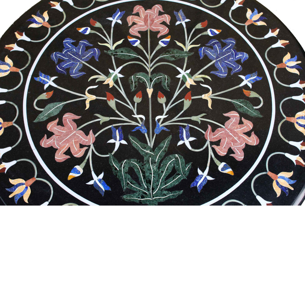 Details about   Black Marble Coffee Table Rare Floral Tajmahal Inlay Beautiful Love Decor H1272 