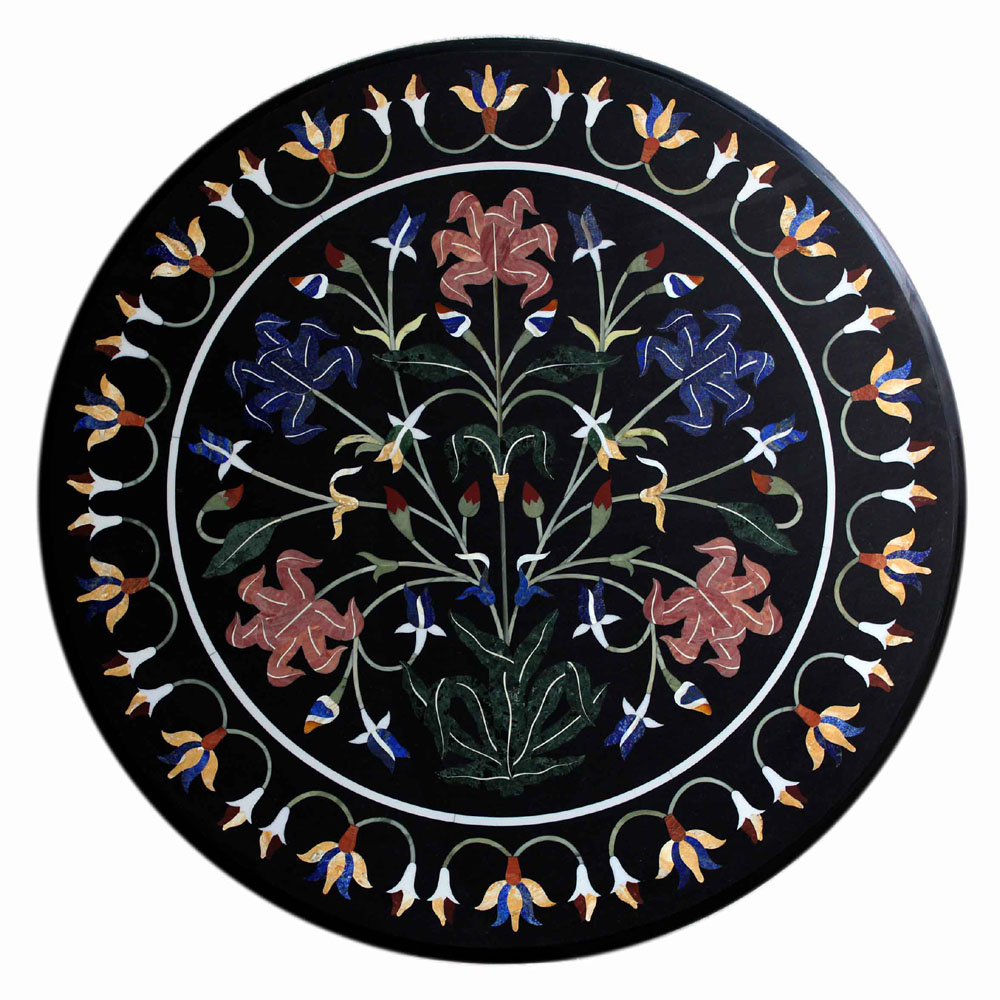 Details about   Black Marble Center Coffee Table Marquetry Floral Inlaid Home Garden Decor H1940 