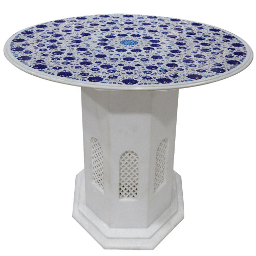 Details about   Marble Coffee Table Top Lapis Lazuli Stone Inlaid Side Table with Vintage Crafts 