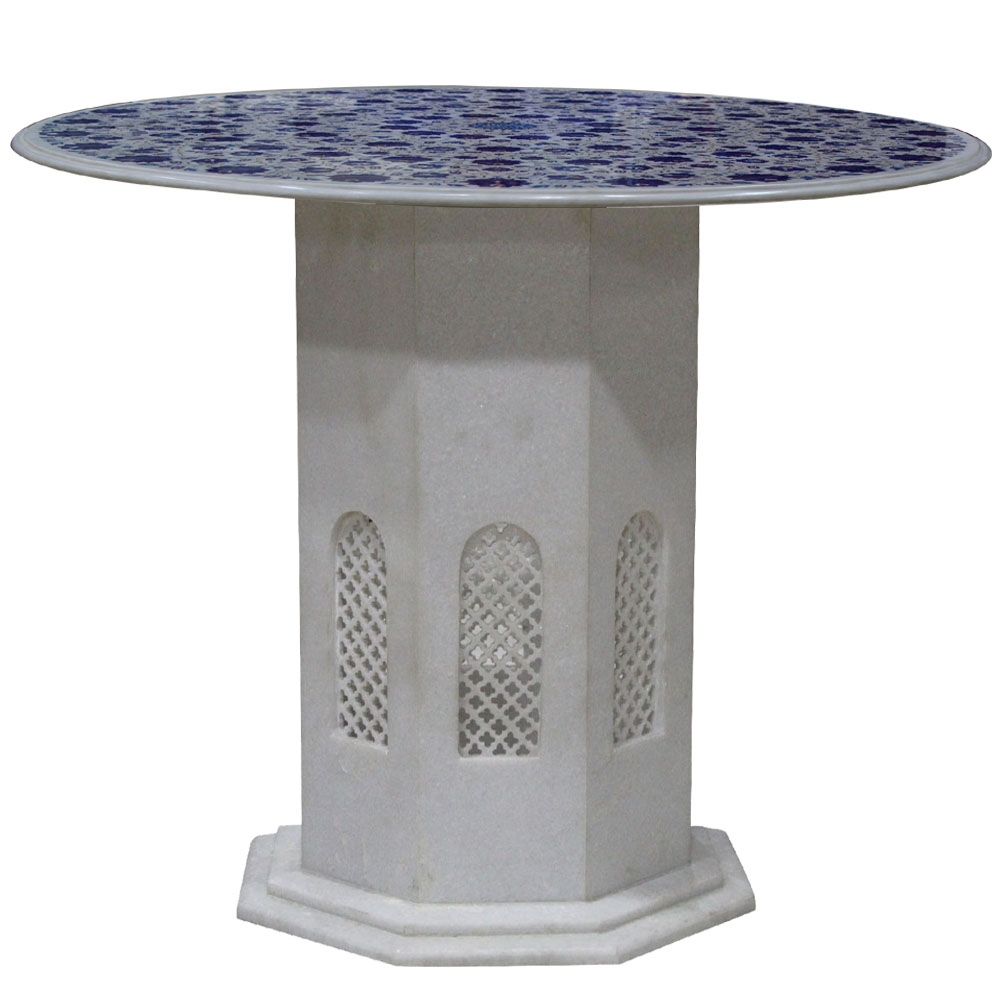 Details about   Lapis Lazuli Gemstones Inlaid White End Table Top Marble Coffee Table 13 Inches 