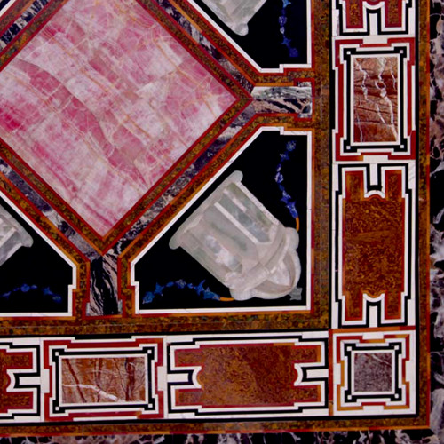 Trieste Square Coffee Table Top Black Marble Decorated WIth Semi Precious Gemstones Inlay Pietre Dure Work Unique Table Top For Home Decor