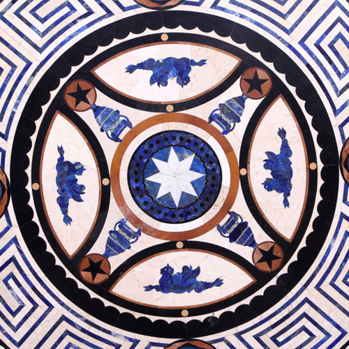 Lazio Pietre Dure Inlay Coffee Table Top Inlaid With Semi Precious Gemstones White Marble Handmade Center Table Top For Home Decor Art Piece