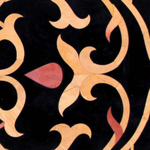 Italian Black Marble Inlay Dining Table Top | Pietra Dura Craft Work Antique Piece For Your Home | Inlaid Stone Semi Precious | Handmade Art