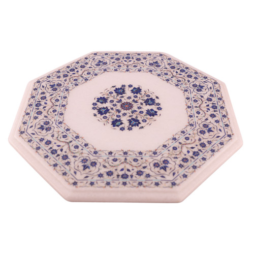 Beautiful Design Inlay White Marble Corner Table For Home Decor