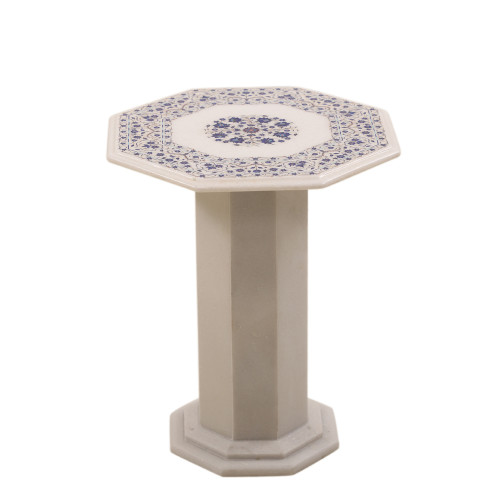 Beautiful Design Inlay White Marble Corner Table For Home Decor