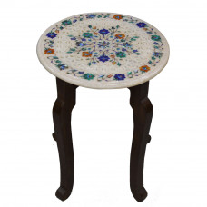 Handmade White Marble Italian Table Top Pietra Dura Work