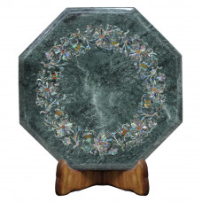Octagonal Green Marble Inlay Bedside Table Top 