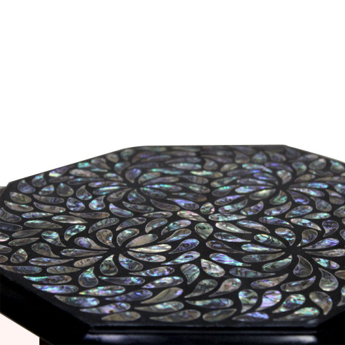 Vintage Black Marble Inlay Corner Table For Room Decor