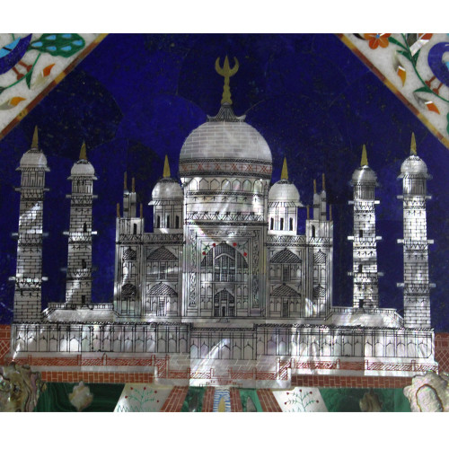 Tajmahal Inlay White Marble Bedside Table Top