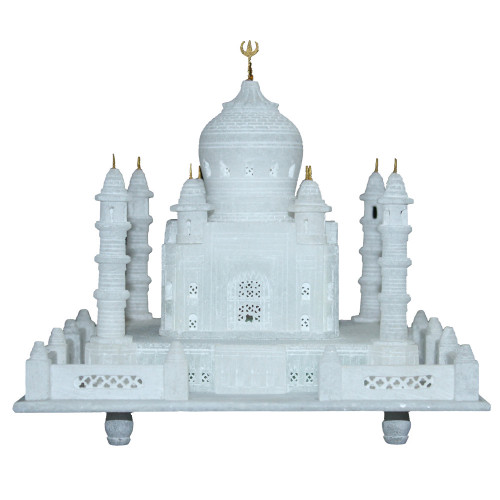 7" Inch White Marble Taj Mahal Miniature Handmade Art of Mughal Empire