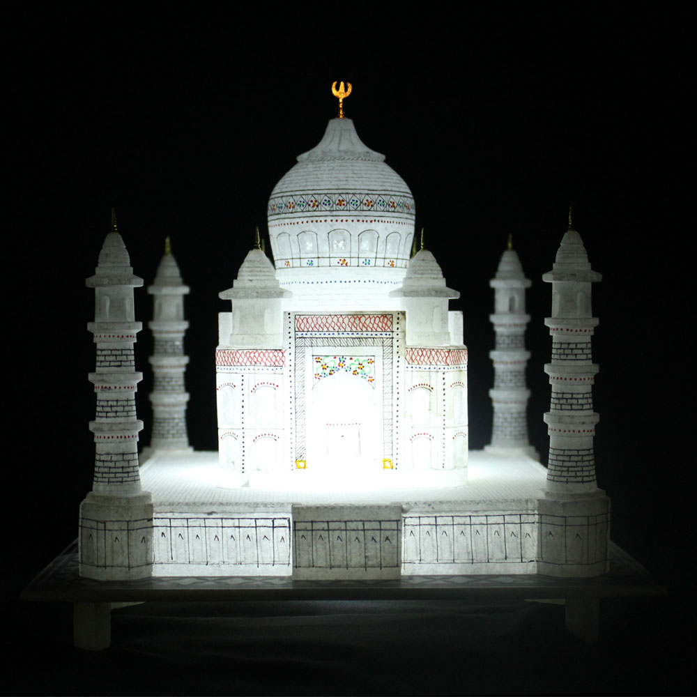 6" White Marble Taj Mahal Replica Handicraft Hallway Decor Historical Gifts Art 