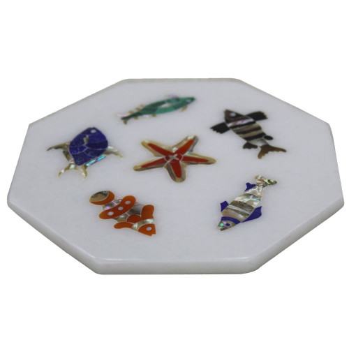 Marble Mosaic Fish Tile For Italian Round Table
