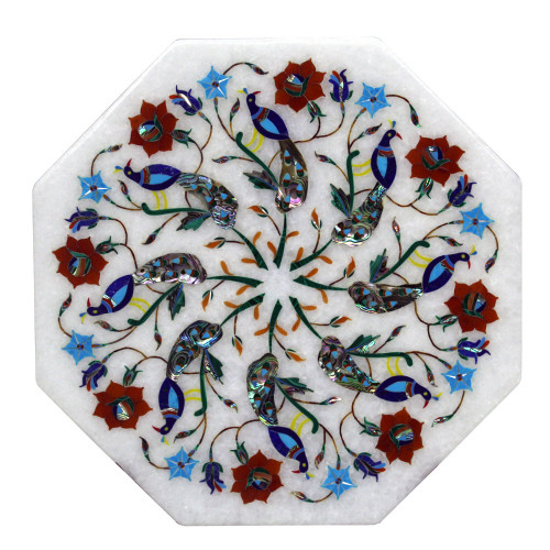Antique Design White Marble Tile Scagliola