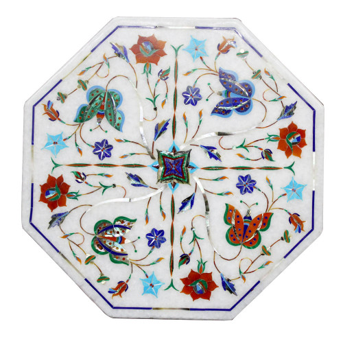 Butterfly Design White Marble Inlay Tile For Home Decor