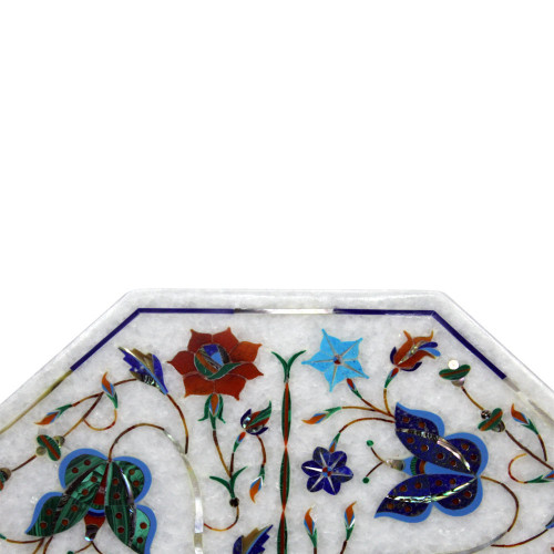 Butterfly Design White Marble Inlay Tile For Home Decor