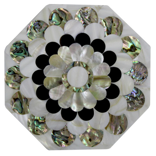 Octagonal Marble Inlay Wall Tile Pietra Dura Mother Of Pearl