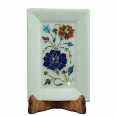 Handmade Wall Decorative White Marble Inlay Tray For Kitchen Gift