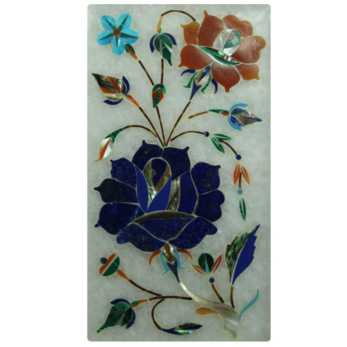 Handmade Wall Decorative White Marble Inlay Tray For Kitchen Gift