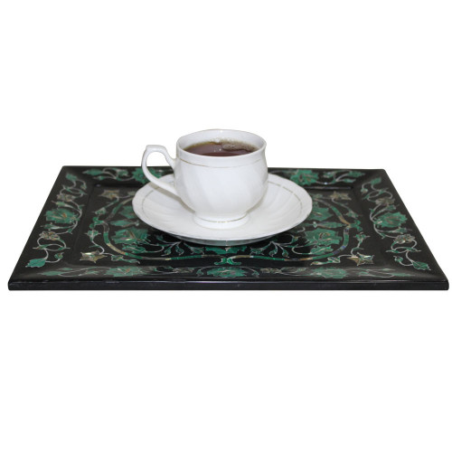 Beautiful Vintage Black Marble Tray For Italian Coffee Table