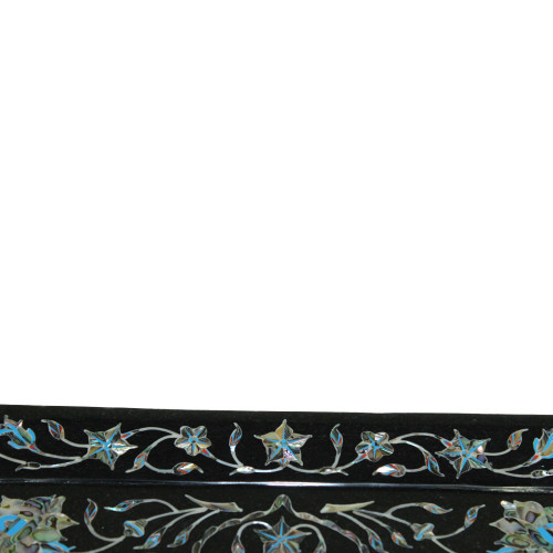 Black Marble Tray Vintage Mughal Era Art Work  For Home Decoration