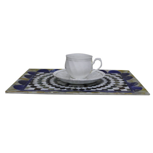 Rectangular White Marble Tray For Italian Coffee Table
