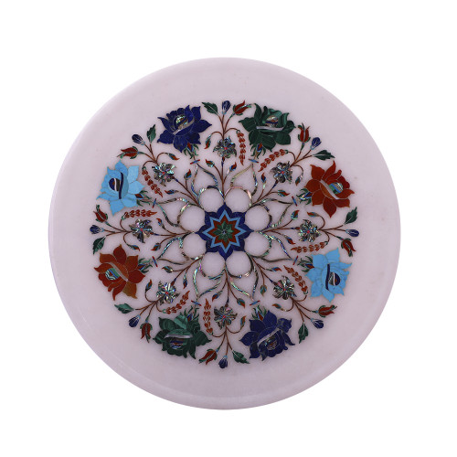 Home Decorative Marble Inlay Plate Inlaid With Semiprecious Stones
