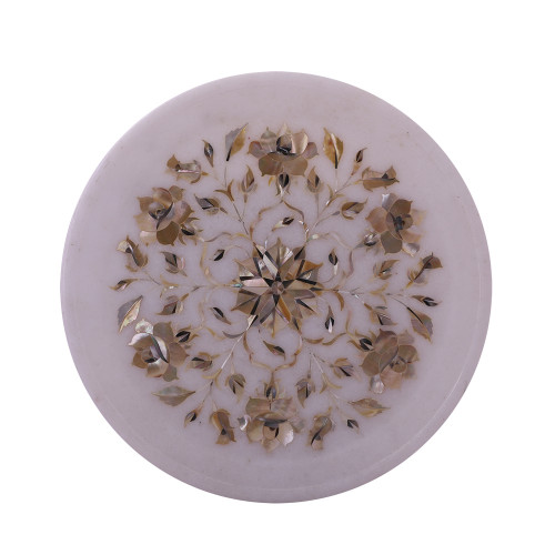 Home Decor White Marble Wall Plate Inlaid With Mother of Pearl Stone