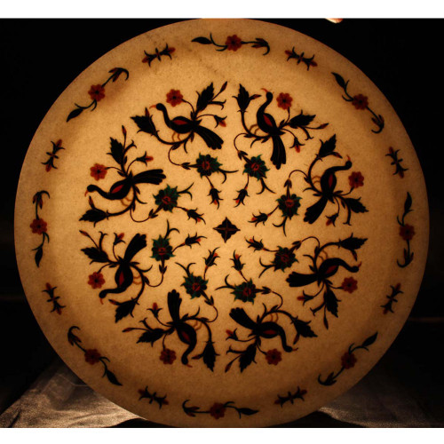 Marquetry Art Inlay White Marble Wall Decorative Plate
