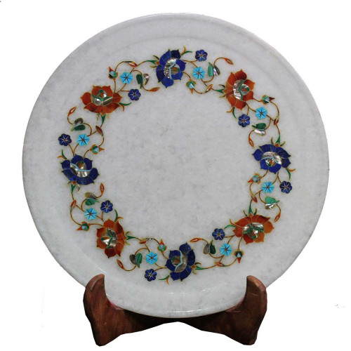 Unique Handmade White Marble Decorative Plate For Home Decor