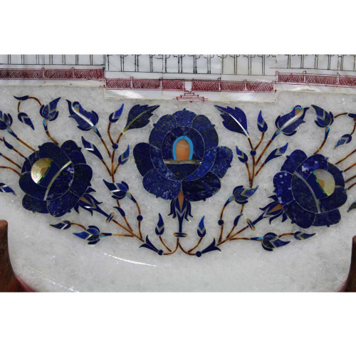 Seven Wonder Taj Mahal Inlaid White Marble Wall Decorative Plate