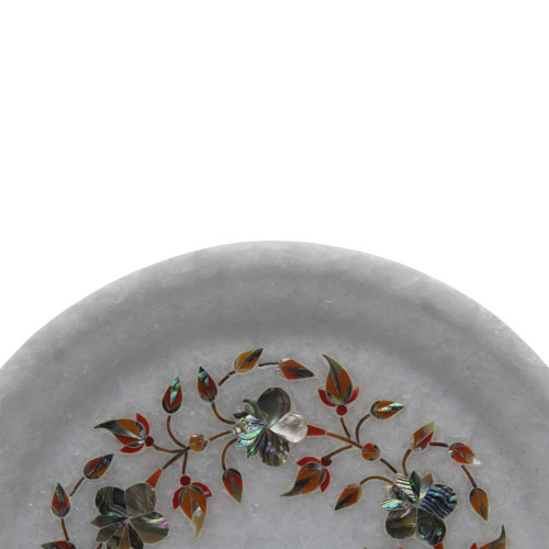 Decorative Round White Marble Plate For Home Decor