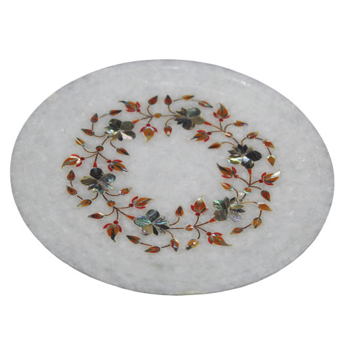 Decorative Round White Marble Plate For Home Decor