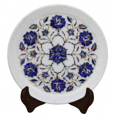 Round White Marble Inlay Wall Plate For Home Decor