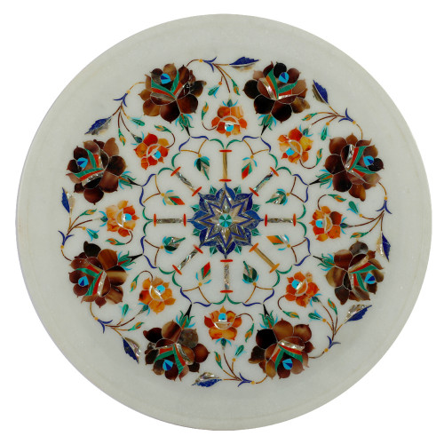 Decorative Wall Plate White Marble Inlay Stones