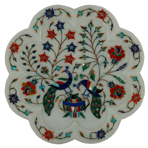  Wall Plate Decorated Peacock Design With Stones Work
