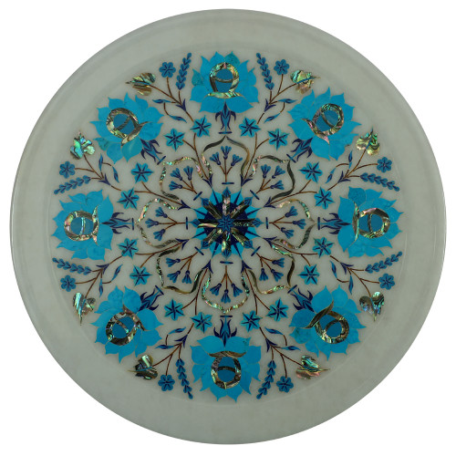 Turquoise Round White Marble Wall Plate Its A Unique Item