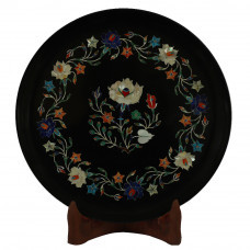 Black Marble Wall Plate Floral Design Best Use of Mother  Pearl Stone